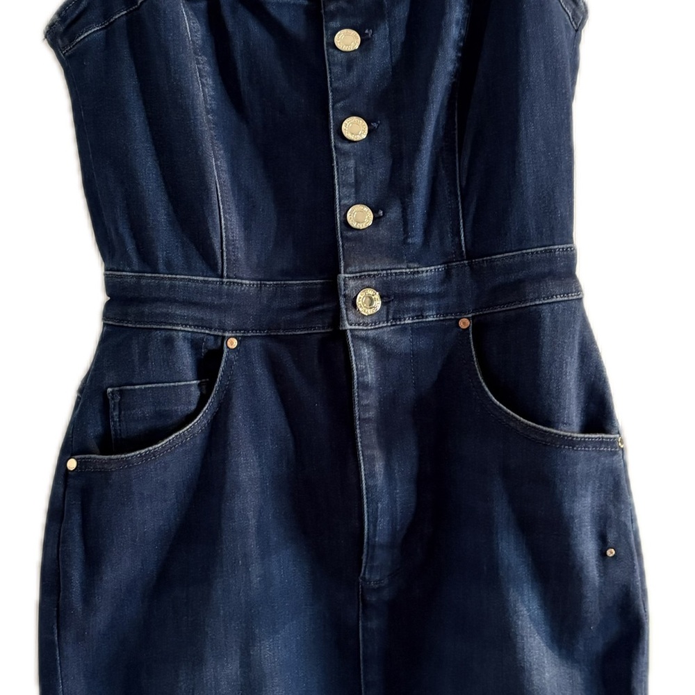 Guess Dark Blue Denim Midi Dress